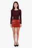 Michelle Mason Red Lambskin Leather Mini Skirt Size 0