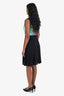 Versace Jeans Black/Green Multicolour Printed Front-Zip Sleeveless Dress Size 4