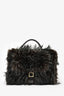 Sacai Black/Green Faux Fur Muff Top Handle Bag