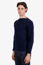 N.Peal Navy Ribbed Cashmere Sweater Size S Mens
