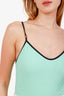 Pre-loved Chanel™ 26M Coco Beach Collection Turquoise Textured One-piece Swimsuit Size 40