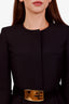 Gucci Black Wool Silk Belted Short Sleeve Mini Dress Size 36