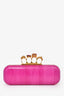 Alexander McQueen Pink Python Skull Knuckle Duster Clutch