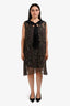 Thomas Wylde Black/Beige Printed Sheer Silk Sleeveless Shirt Dress Size M