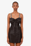 Self-Portrait Black Satin Bow Detailed Mini Dress With Crystal Straps Size 0