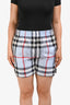 Burberry Light Blue Silk Check Shorts Size 8