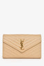Saint Laurent Beige Grain de Poudre Leather Chevron Quilted 'Cassandre' WOC