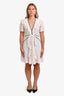 Maje White/Red Ruffled V-Neck Short Sleeve Mini Dress Size 3