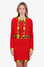 Moschino Couture Red Cashmere Wool Sleeveless Logo Dress and Sweater Set Size US 8