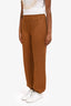 Max Mara Brown Cotton Open Knit Cinched Cuff Pants Size M