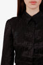 Fendi Black Silk FF Zucca Cropped Shirt Size 40