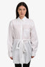 Prada 2018 White Cotton Double Sided Button Down Cinched Waist Shirt Size 36
