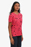 Saint Laurent 2014 Pink/Black Cotton Star T-Shirt Size M