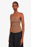 Khaite Brown Jericho Ribbed Strapless Knit Top Size L