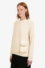 Fendi Cream Wool Cashmere Layered Utility Pocket Sweater Size 40