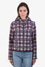 Pre-loved Chanel™ Beige/Blue Plaid Hooded Puffer Jacket Size 36