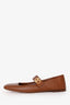 Valentino Brown Leather Vlogo Ballet Flats Size 39