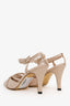 Pre-loved Chanel™ Beige Leather CC Ankle Strap Pumps Sandals Size 37.5
