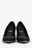 Rene Caovilla Black Satin Crystal Lined Pointed Heels Size 38