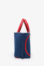 Valentino Blue/Red Denim Leather 'V' Tote Bag