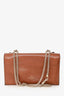 Valentino Brown Grained Leather Bow Chain Clutch