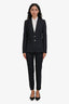 D&G Navy Blue Pinstripe Wool Contrast Stitch Blazer Size 38 and Trouser Suit Set Size 40