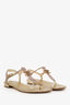 Pre-loved Chanel™ Gold Metallic Glitter CC T-Strap Sandals Size 36.5