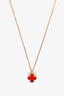 Van Cleef & Arpels 18K Rose Gold Carnelian Sweet Alhambra Necklace