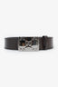 Gucci Brown Plutone Calfskin Interlocking G Plaque Belt Size 90