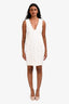 Diane von Furstenberg White/Light Green Eyelet Floral Cutout Deep V-Neck Midi Dress Size 0