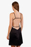 Prada Black Satin Crystal Embroidered Mini Dress Size 38