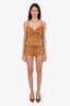 Reformation x Veda Tan Suede Leather Corset Top and Mini Shorts Set Size 10/8
