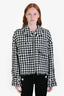 Gucci Black/White Plaid Tweed Bomber Jacket with Fringe Size 46