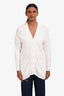Fendi White Knit FF Jacquard Cardigan with Detachable Sleeves Size 36