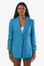 Ensemble blazer bleu en lin à simple boutonnage et short Alice & Olivia, taille 4