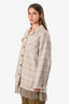 Sandro Beige/Multicolour Wool Blend Check Fringe Detail Jacket Size 40