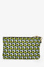 Prada Green/Navy Nylon Geometric Print Pouch with Wrist Strap