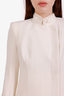 Alexander McQueen White Silk Pleated Blazer Size 38