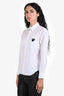 Play Comme Des Garcons White Long Sleeve Logo Button Up Shirt Size S