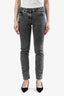 Brunello Cucinelli Grey Wash Rose Gold Button Skinny Fit Jeans Size 6