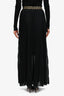 Versace Black Sheer Crepe Pleated Greca Border Waistband Maxi Skirt Size 40