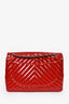 Pre-loved Chanel™ 2010 Red Patent Leather Chevron Maxi Flap