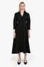 Jil Sander Black Wool Satin Collared Midi Dress Size 32