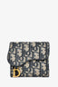 Christian Dior 2021 Navy Oblique Jacquard Saddle 'Lotus' Wallet