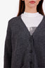 Prada Grey Wool Cashmere Elbow Patches Cardigan Size 36