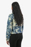 3.1 Phillip Lim Blue/White Denim Leather Acid Wash Biker Jacket Size 2