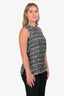 'S Max Mara Black/White Silk Patterned Sleeveless Tank Top Size 2