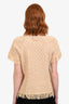 Pre-loved Chanel™ Beige Cotton Blend Fringe Short Sleeve Owl Button Top Size 38