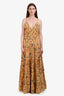 Agua by Agua Bendita Yellow/Navy Linen Maxi Dress Size L