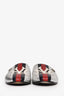 Gucci Limited Edition Silver Metallic Leather MLB NY Yankees Slip On Mules Size 38.5
